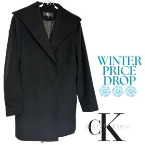 CALVIN KLEIN Wool Blend High Collar Double Breasted Short  Coat Size Small